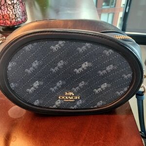 16. Coach Horse & Carriage Print Crossbody Bag- Blue